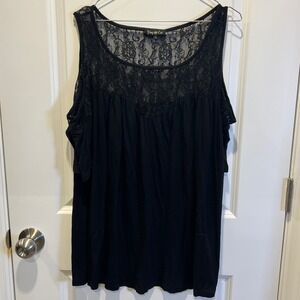 Ying Cai Black Lace Cold Shoulder Cold‎ Shoulder Plus Size 5XL Blouse
